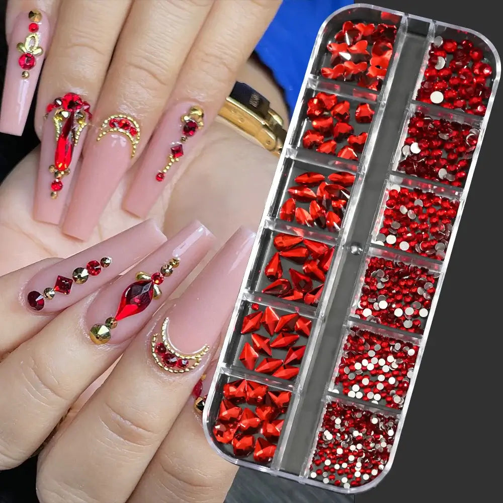 Crystal Nail Rhinestones 12 Grid - Mixed Shapes & Sizes
