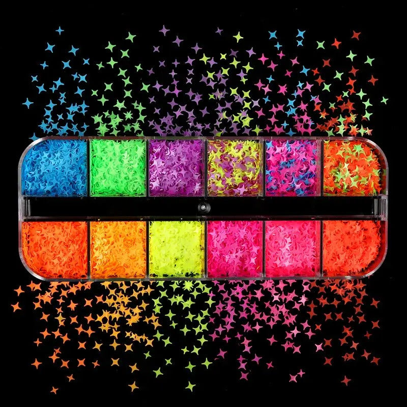 Neon 3D Nail Art Glitter Confetti – Butterfly & Stars