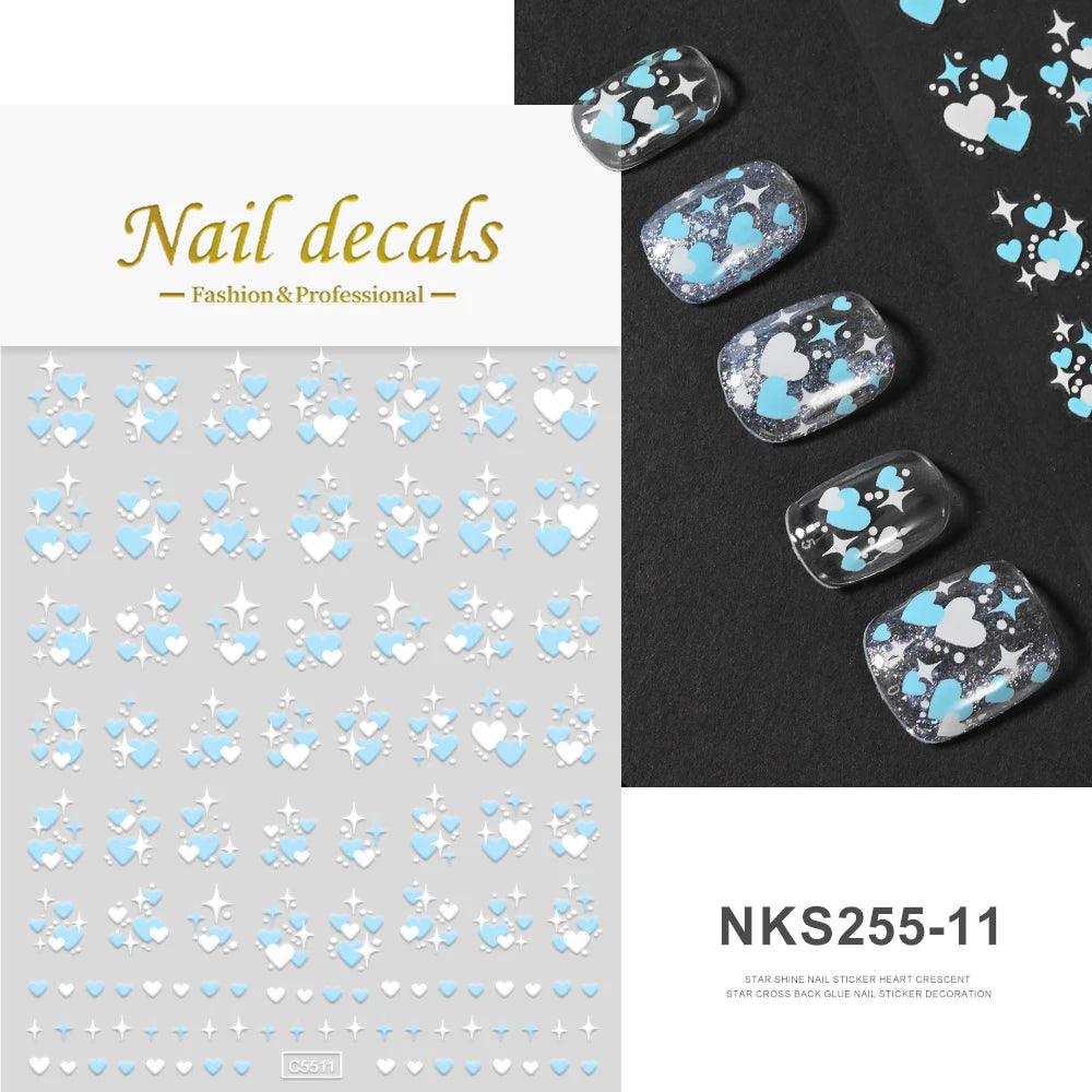 1pcs Star-Themed 3D Glitter Nail Stickers – Anime Rectangle DIY Nail Art Decals