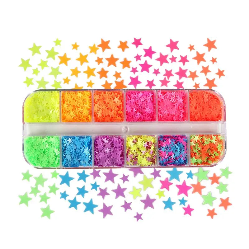 Neon 3D Nail Art Glitter Confetti – Butterfly & Stars