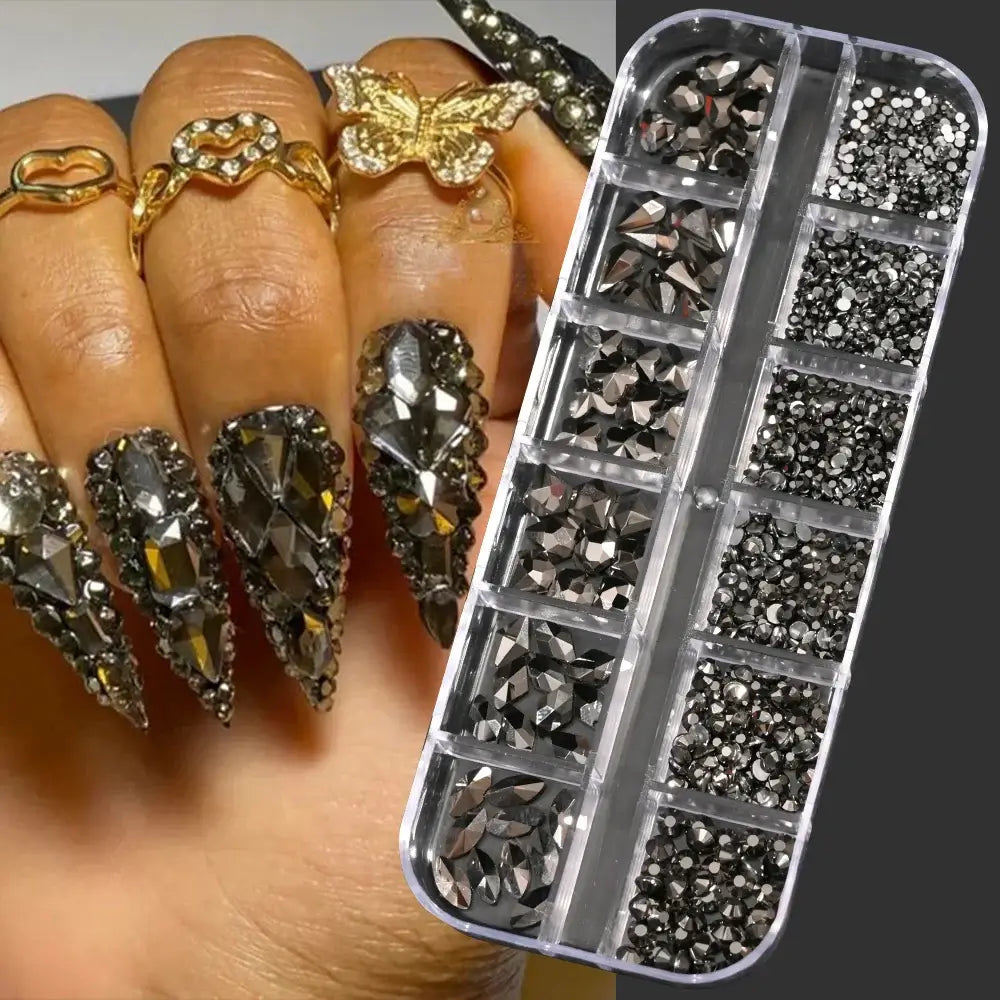 Crystal Nail Rhinestones 12 Grid - Mixed Shapes & Sizes
