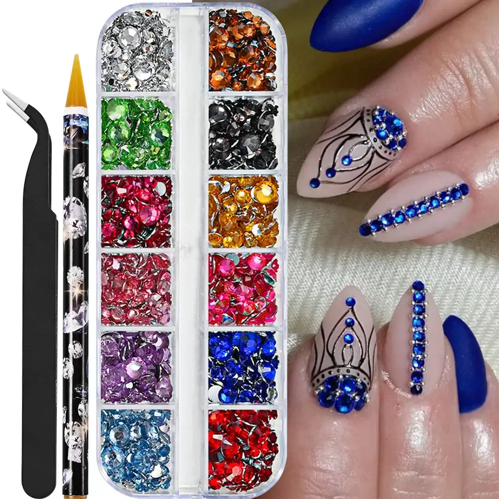 Crystal Nail Rhinestones 12 Grid - Mixed Shapes & Sizes