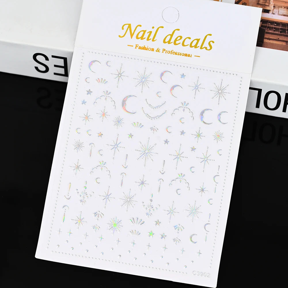 1pcs Star-Themed 3D Glitter Nail Stickers – Anime Rectangle DIY Nail Art Decals