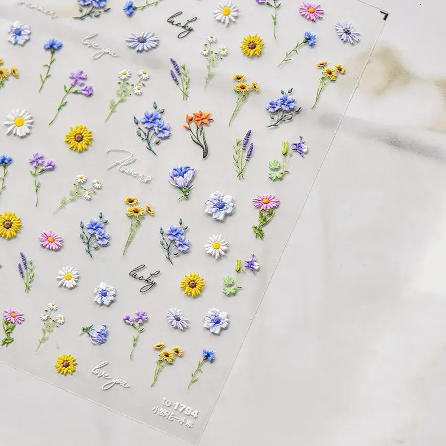 5D Flower Nail Art Stickers for DIY Manicure