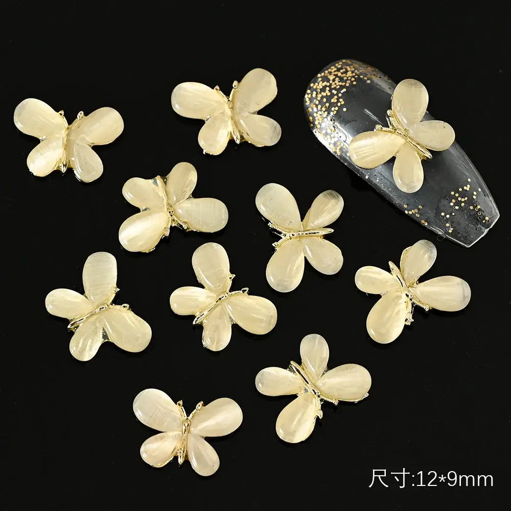 10Pcs Alloy Enamel Bee Design 3D Nail Charms