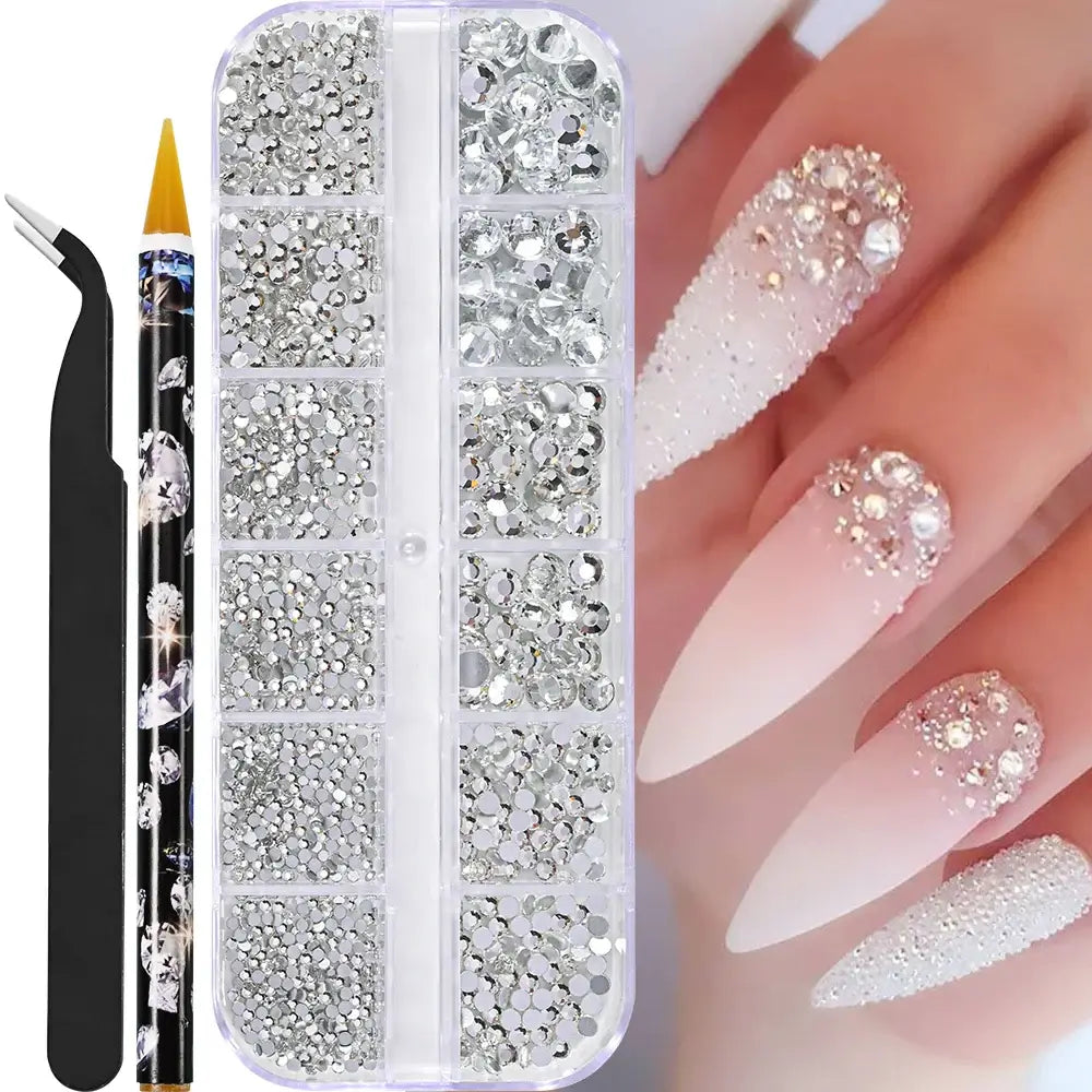 Crystal Nail Rhinestones 12 Grid - Mixed Shapes & Sizes