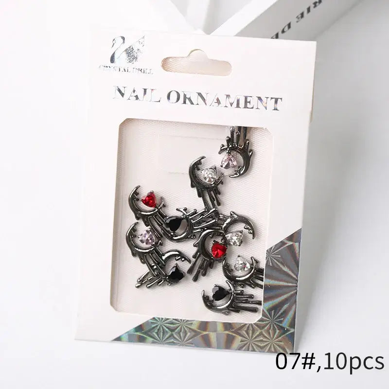 Halloween 3D Nail Charms – Cross Rhinestone Alloy Set