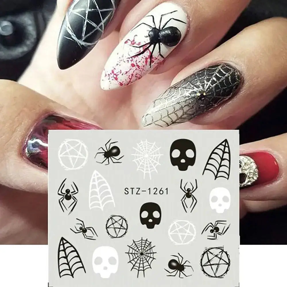 Halloween Water Decals Nail Stickers – Mummy, Ghost, Spider & Web