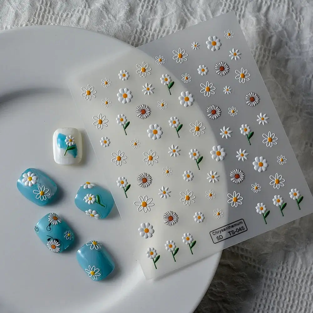 5D Flower Nail Art Stickers for DIY Manicure