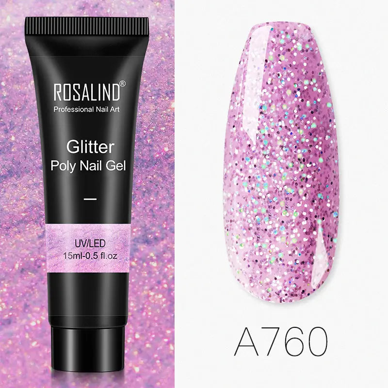 ROSALIND Glitter Poly Gel Nail Extension – 15ml