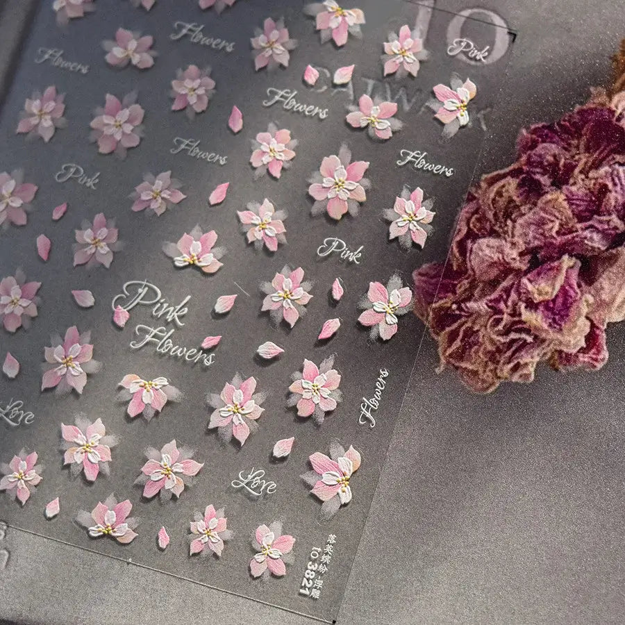 5D Flower Nail Art Stickers for DIY Manicure