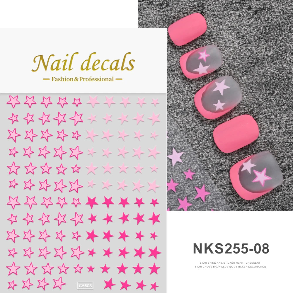 1pcs Star-Themed 3D Glitter Nail Stickers – Anime Rectangle DIY Nail Art Decals