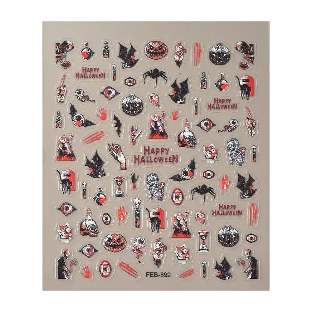 Halloween Skull Nail Art Stickers for Spooky Designs