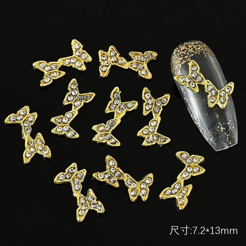 10Pcs Alloy Enamel Bee Design 3D Nail Charms