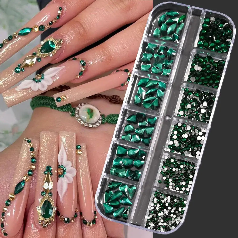 Crystal Nail Rhinestones 12 Grid - Mixed Shapes & Sizes