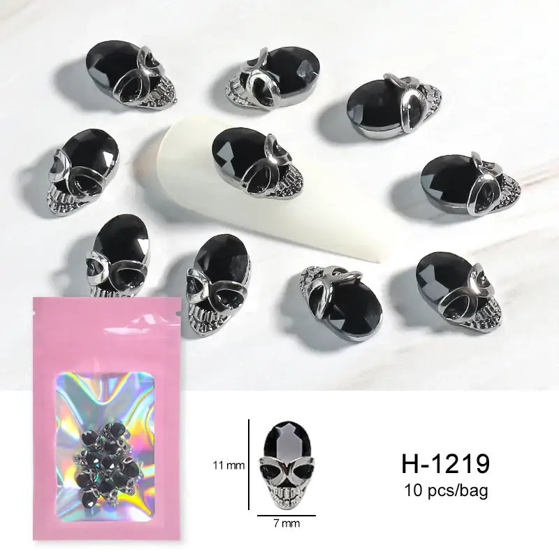 Halloween Nail Charms – 3D Ghost, Skull, Pumpkin in Gold/Silver