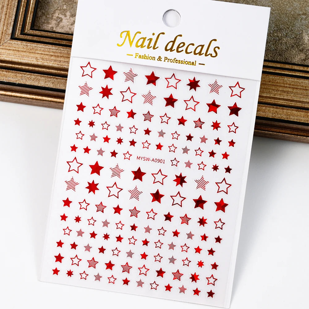 1pcs Star-Themed 3D Glitter Nail Stickers – Anime Rectangle DIY Nail Art Decals