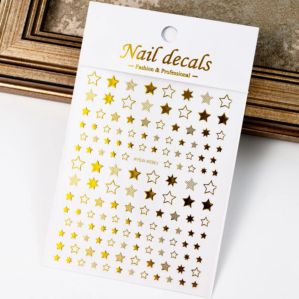 1pcs Star-Themed 3D Glitter Nail Stickers – Anime Rectangle DIY Nail Art Decals