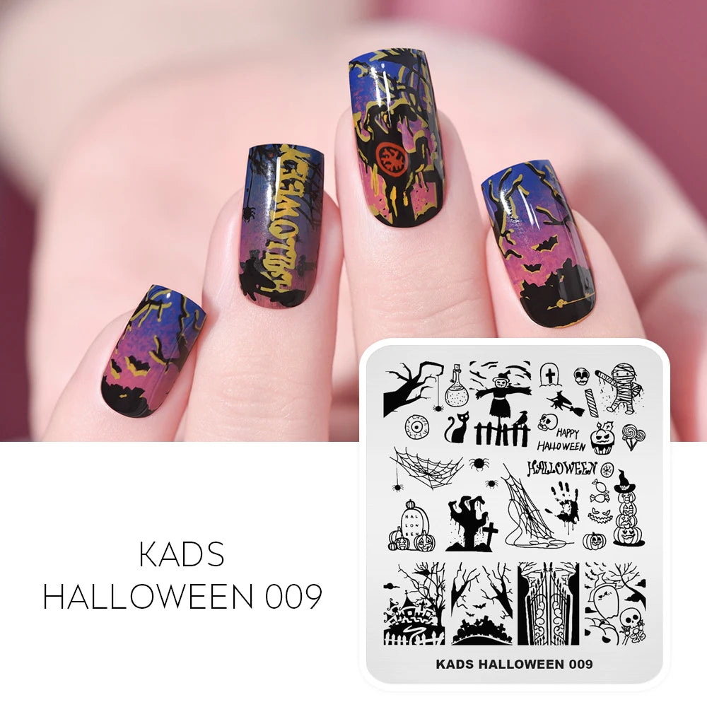 Halloween Nail Stamping Plate – Skull, Bat & Pumpkin Nail Art Designs