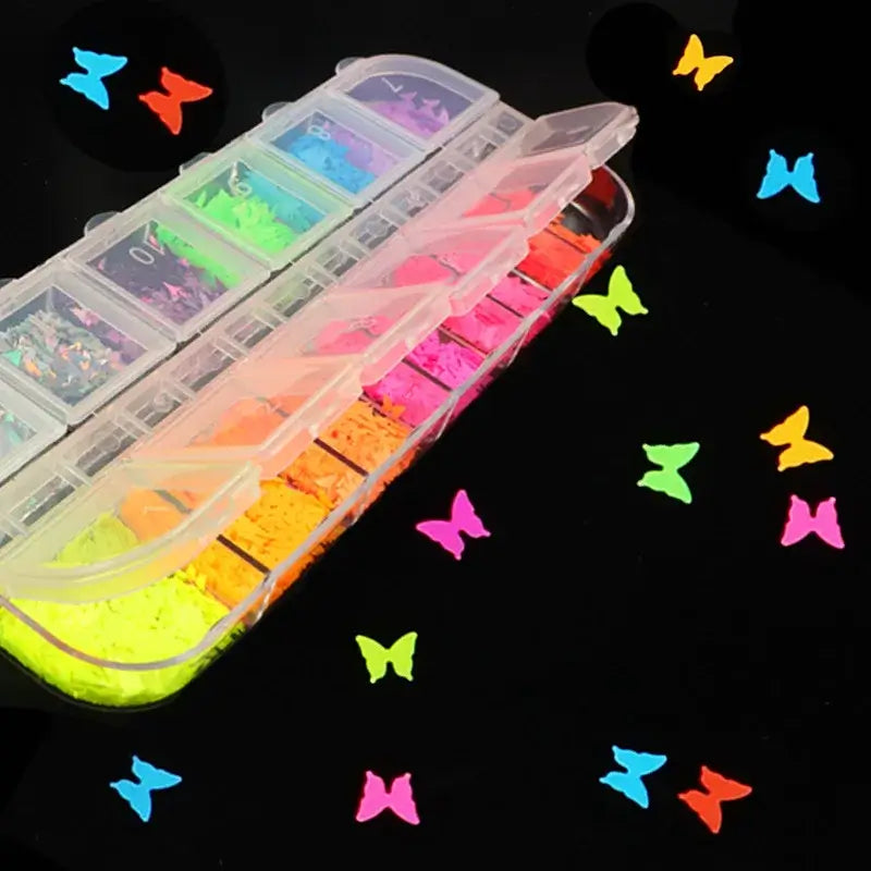 Neon 3D Nail Art Glitter Confetti – Butterfly & Stars