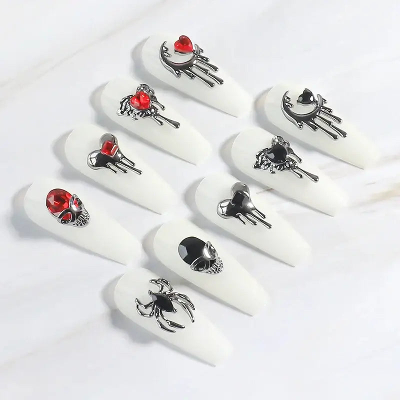 Halloween Nail Charms – 3D Ghost, Skull, Pumpkin in Gold/Silver