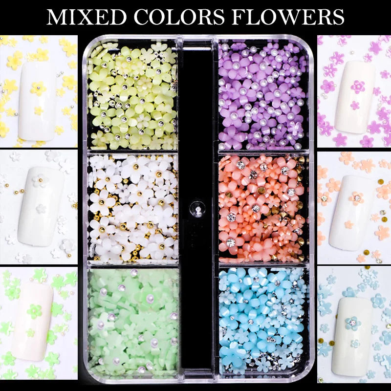 3D Resin Flower Nail Art – Macaron Mixed Accessories