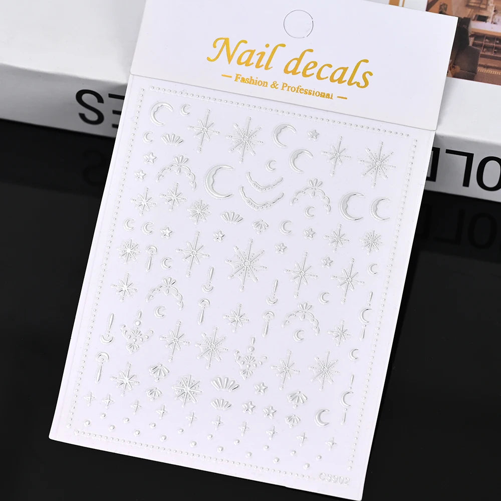 1pcs Star-Themed 3D Glitter Nail Stickers – Anime Rectangle DIY Nail Art Decals
