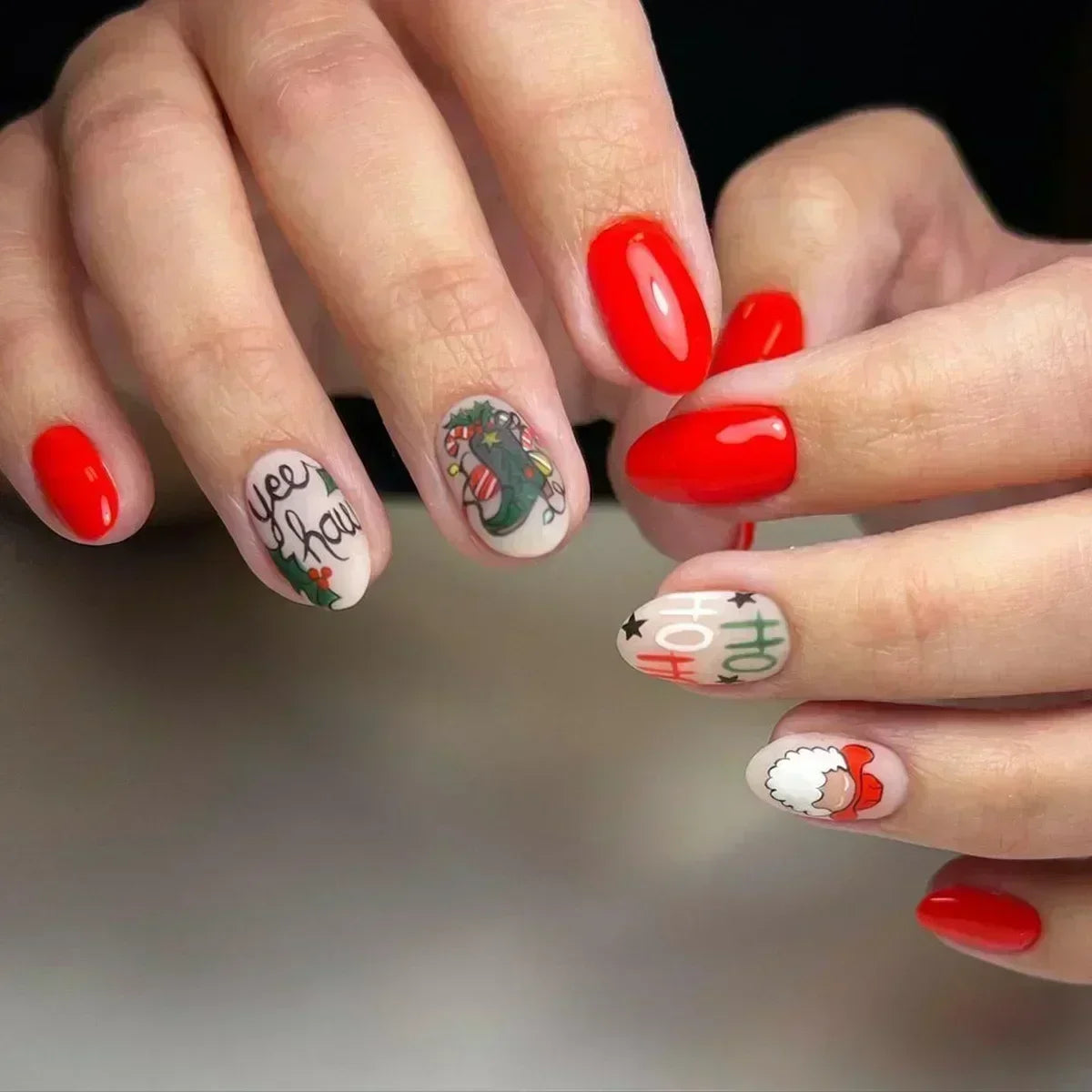 Halloween False Nails – Almond-Shaped Cute Clown