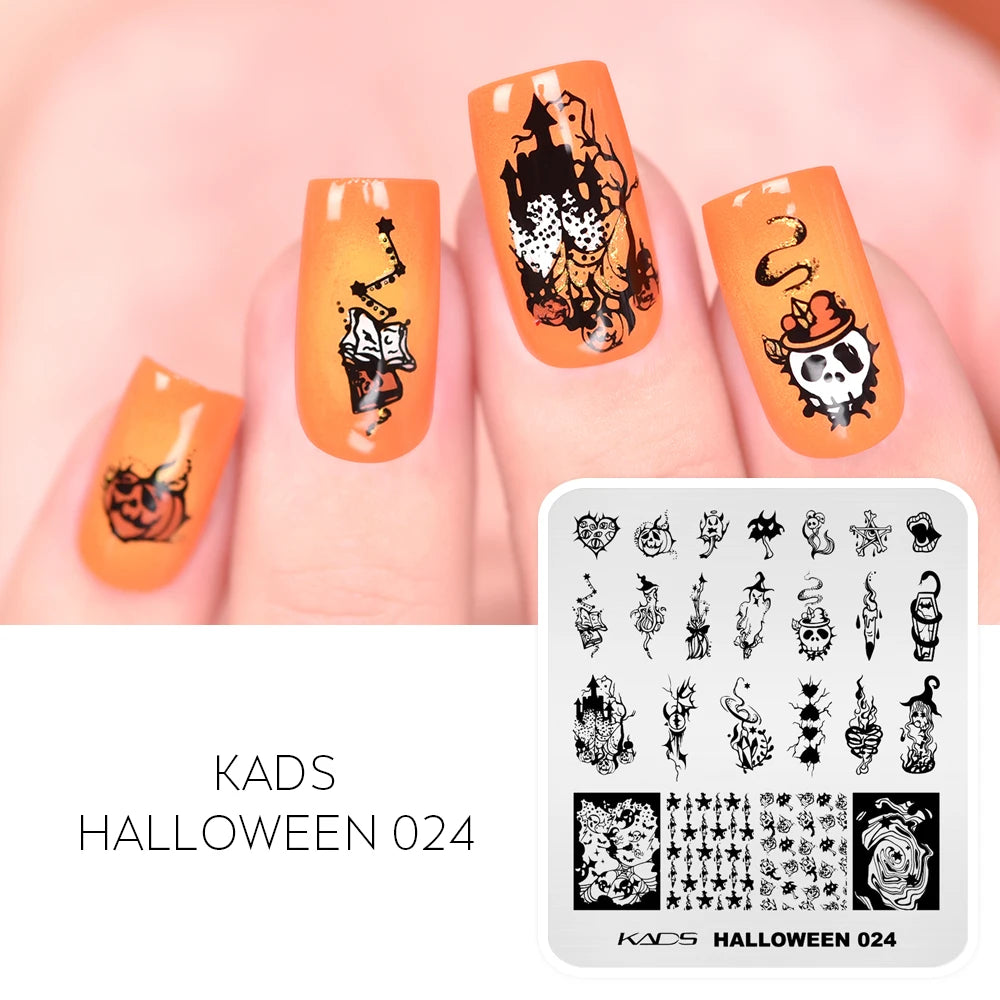 Halloween Nail Stamping Plate – Skull, Bat & Pumpkin Nail Art Designs