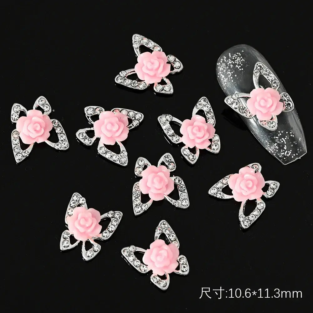 10Pcs Alloy Enamel Bee Design 3D Nail Charms