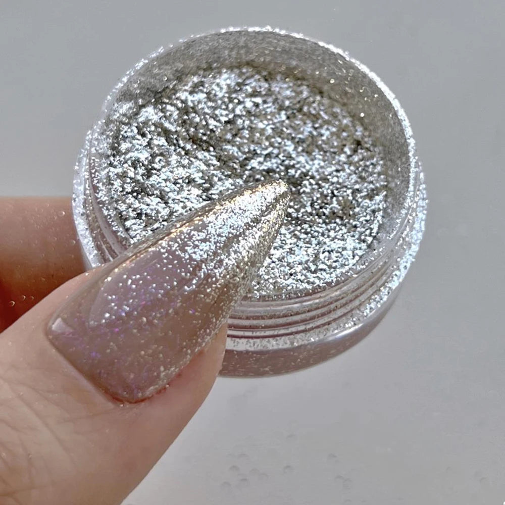 Silver Chrome Nail Powder – 1g Mirror Effect Pigment for Metallic Nails