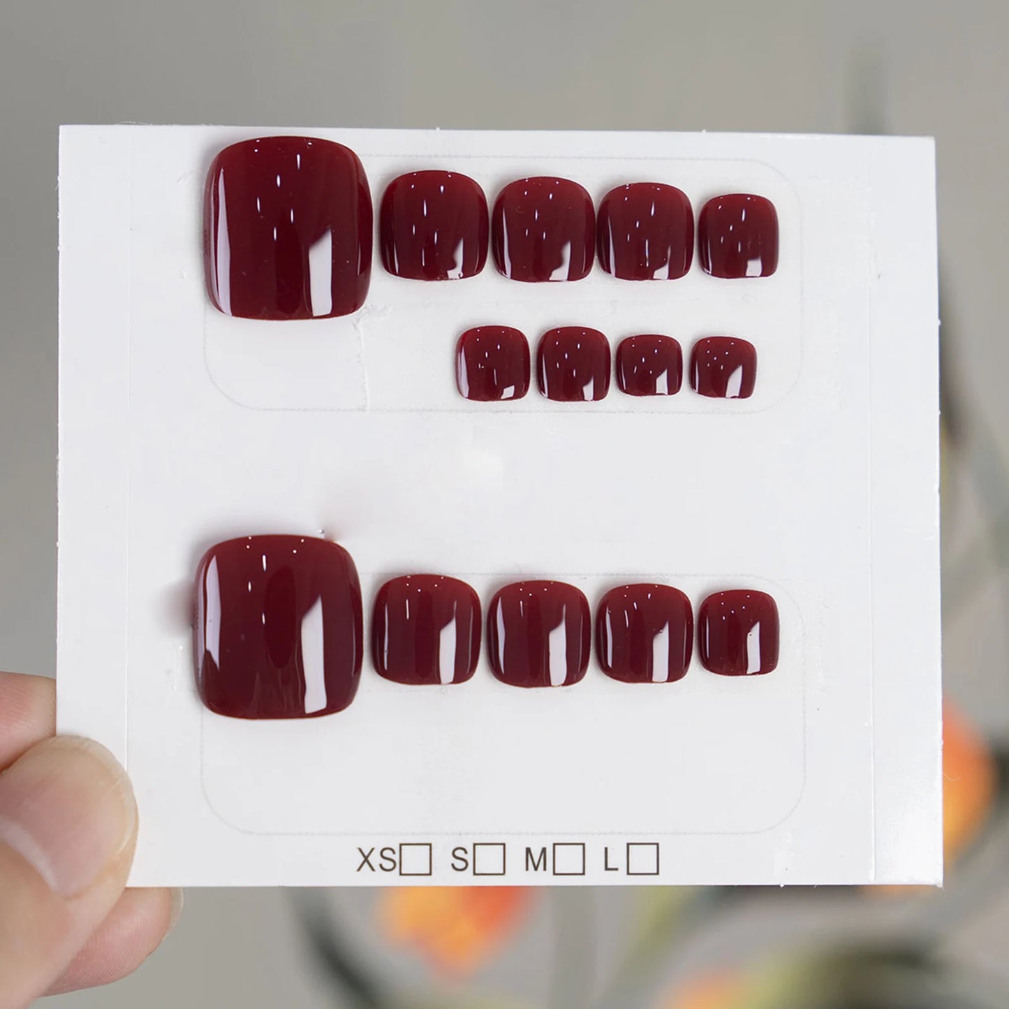 Square Press-On Acrylic Toenails - Handmade Vintage - 14Pcs