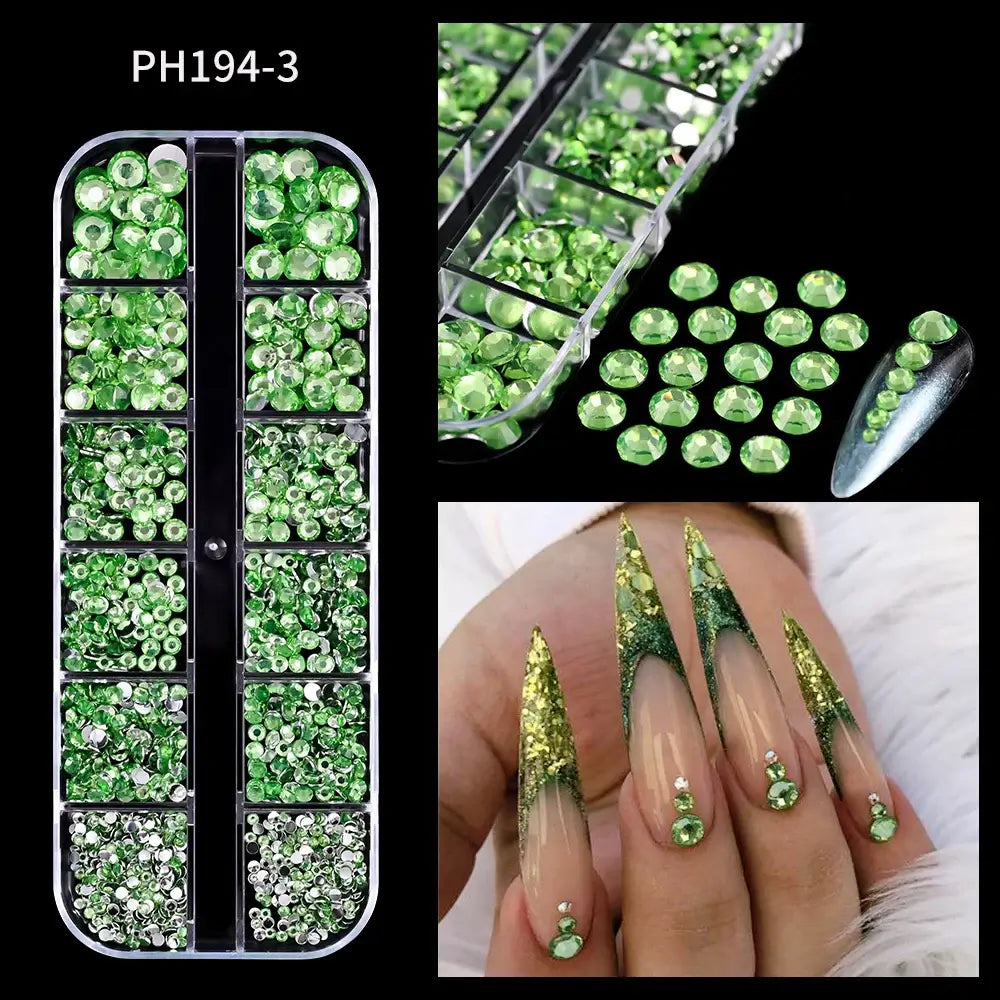 Crystal Nail Rhinestones 12 Grid - Mixed Shapes & Sizes