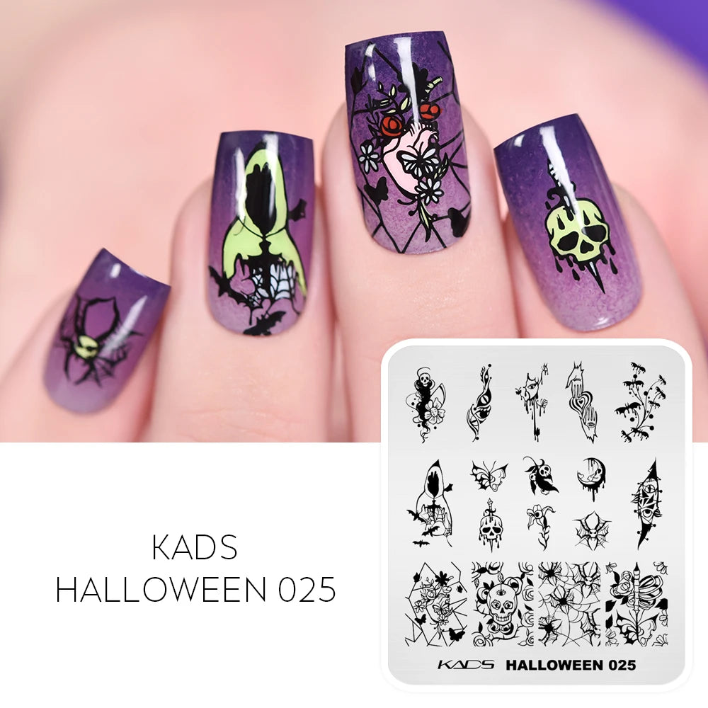Halloween Nail Stamping Plate – Skull, Bat & Pumpkin Nail Art Designs