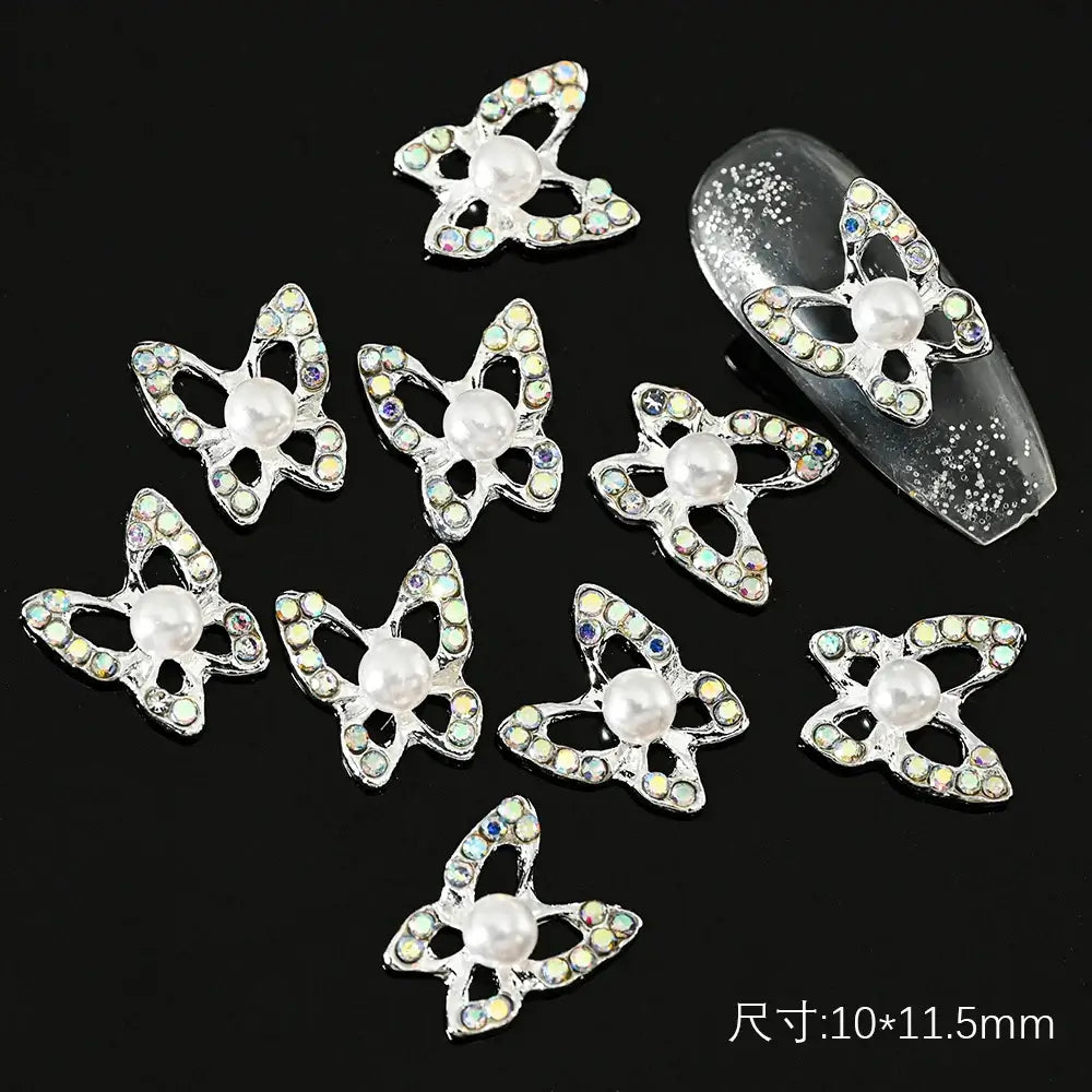10Pcs Alloy Enamel Bee Design 3D Nail Charms