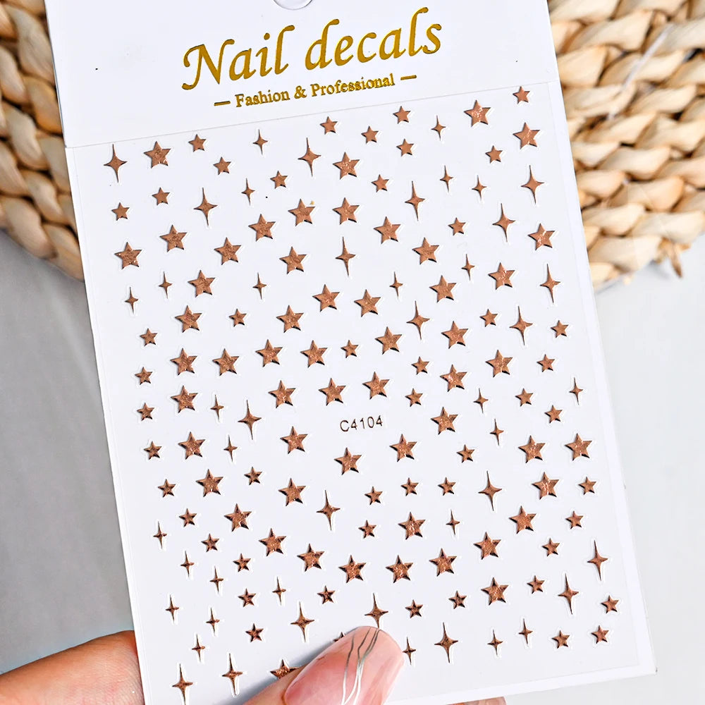 1pcs Star-Themed 3D Glitter Nail Stickers – Anime Rectangle DIY Nail Art Decals