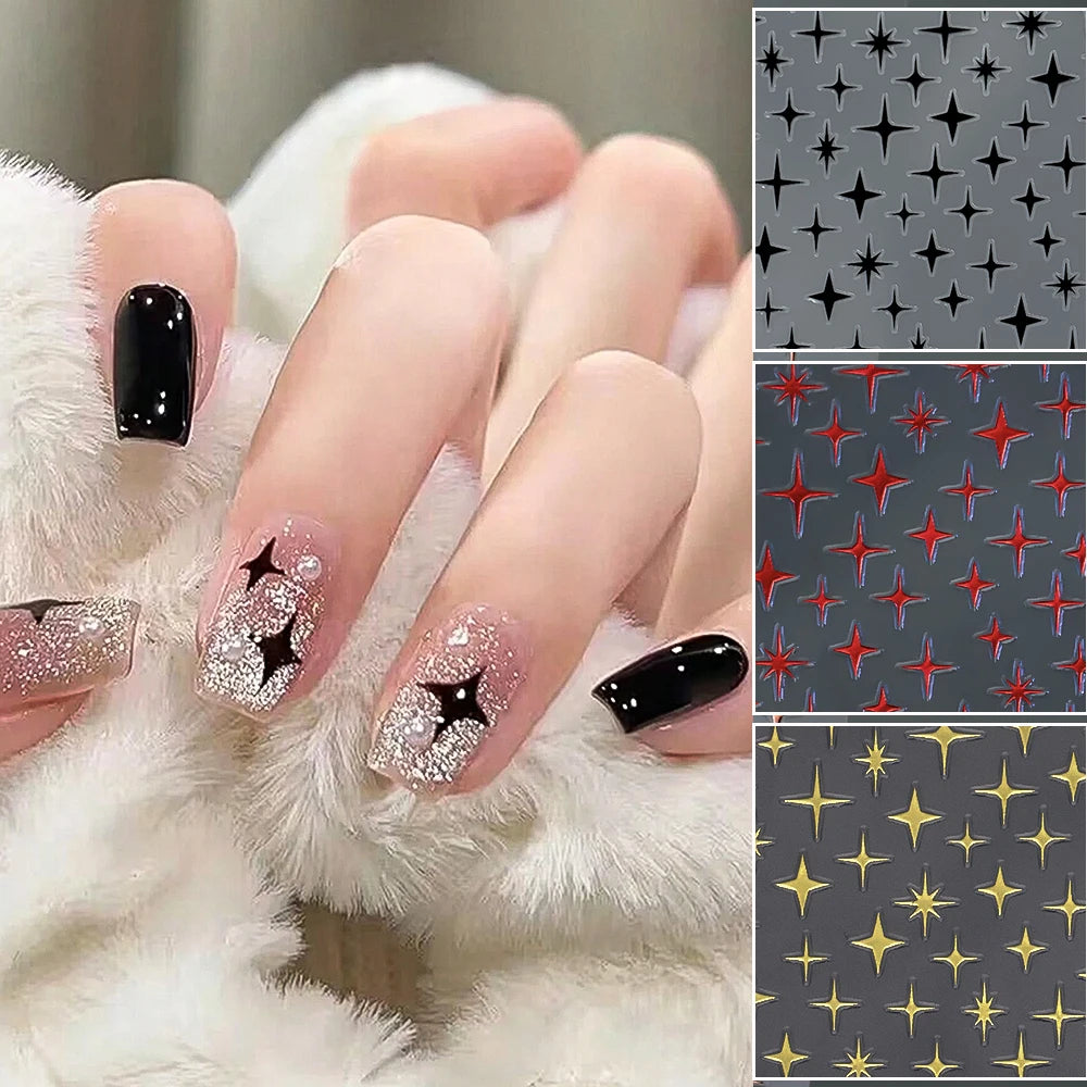 1pcs Star-Themed 3D Glitter Nail Stickers – Anime Rectangle DIY Nail Art Decals