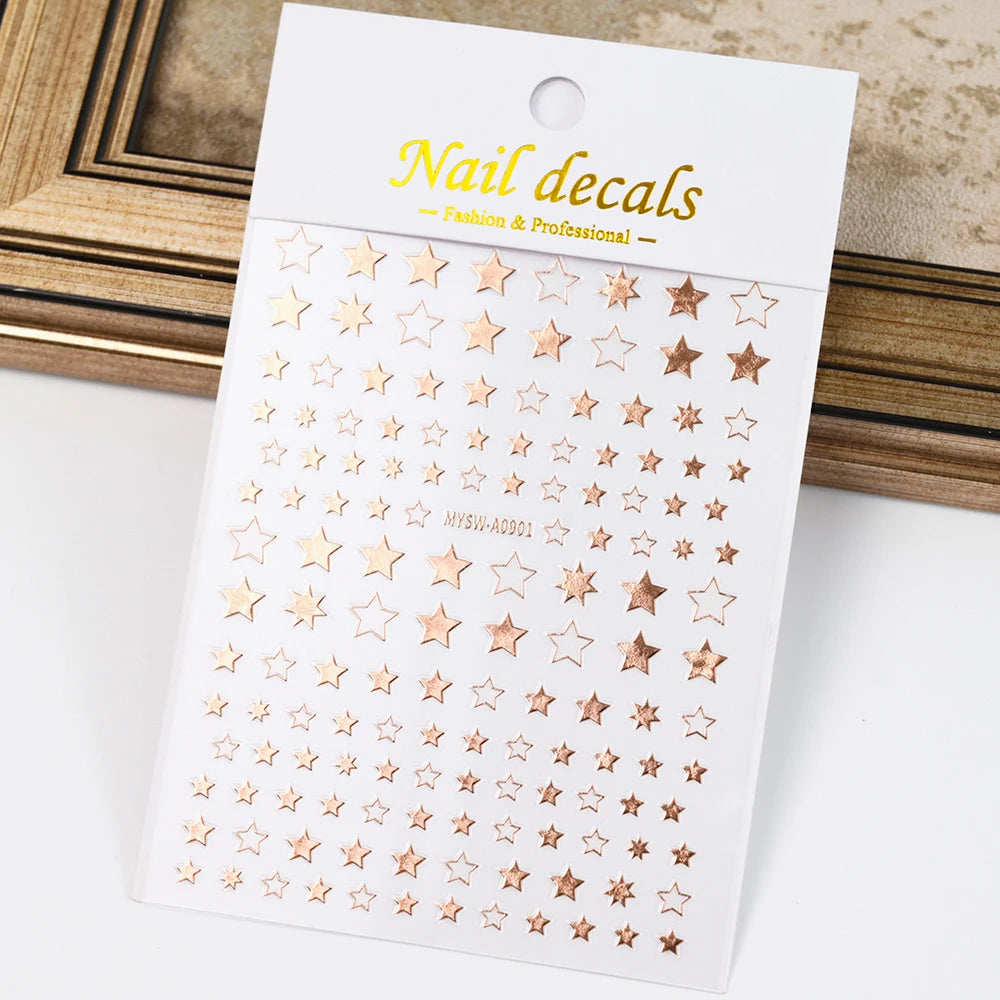 1pcs Star-Themed 3D Glitter Nail Stickers – Anime Rectangle DIY Nail Art Decals