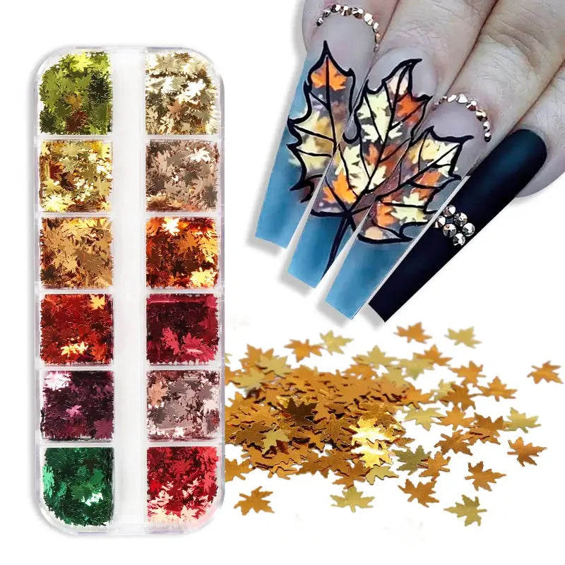 Autumn Maple Leaf Nail Glitter – Fall Sequins for Nail Art