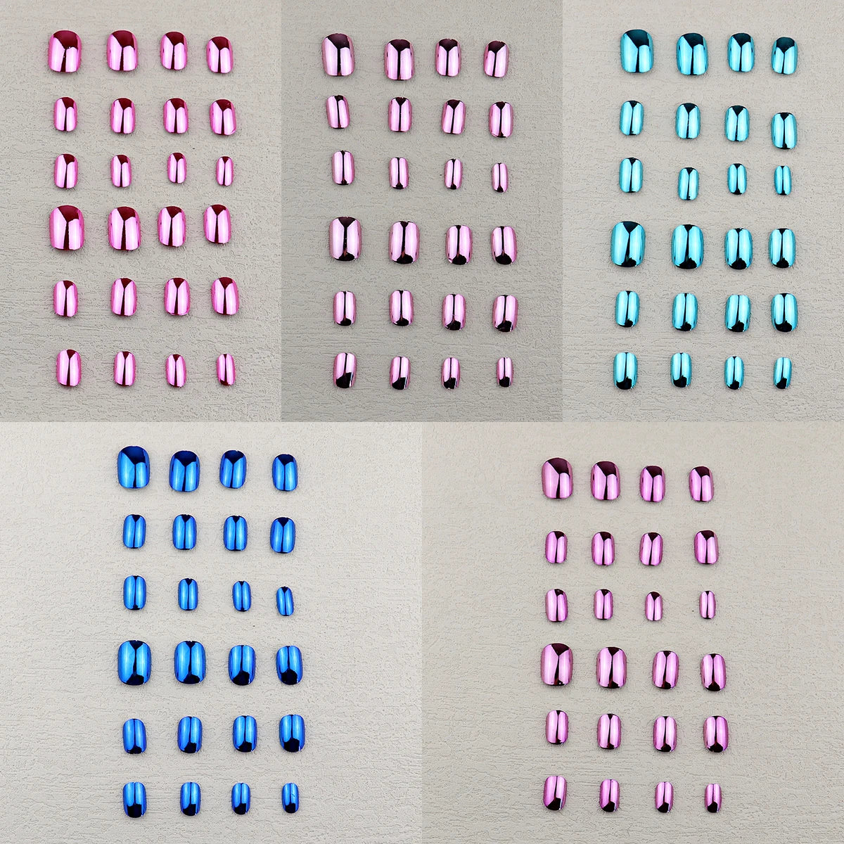Mirror Chrome Press-On Nails – 24 Metallic Oval Tips