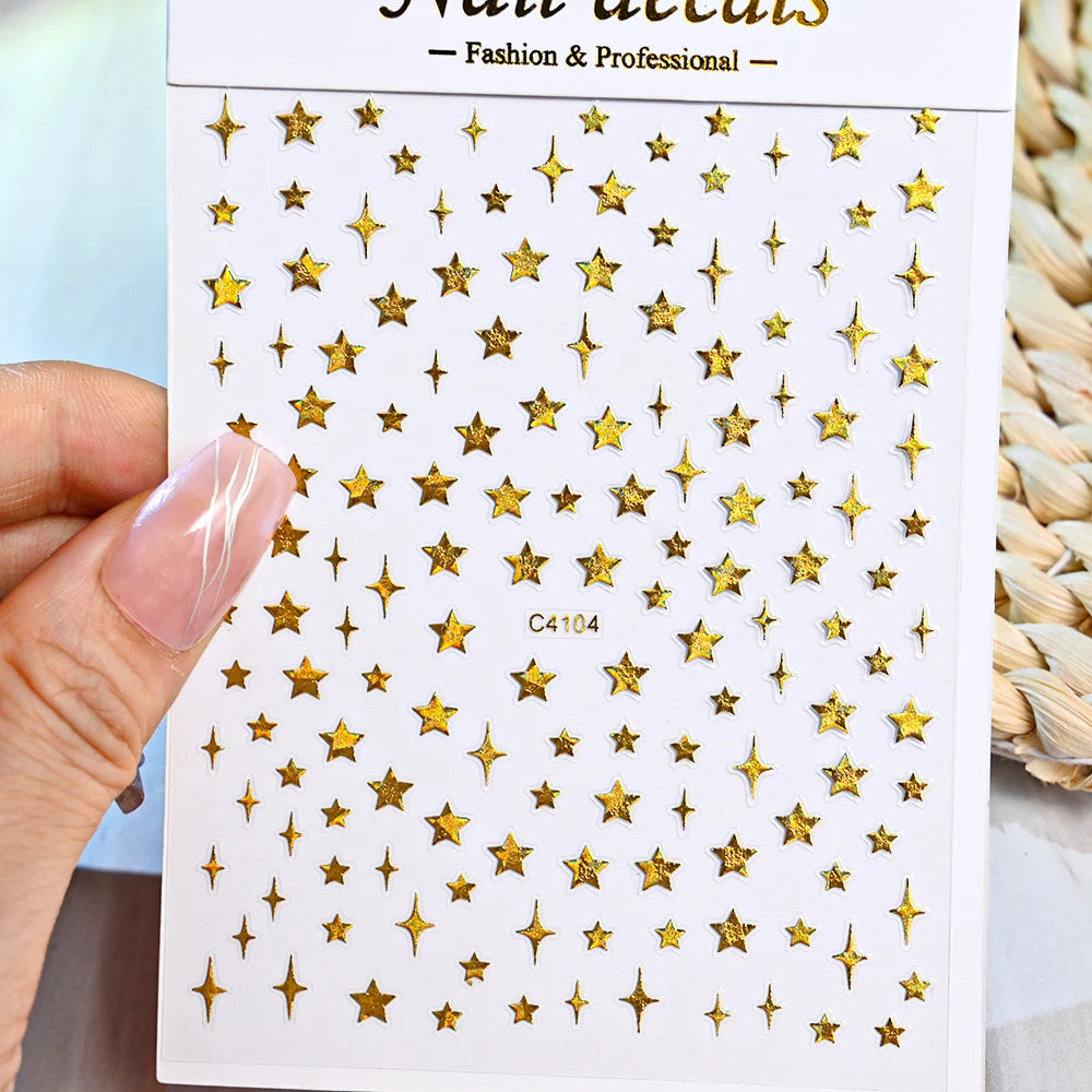 1pcs Star-Themed 3D Glitter Nail Stickers – Anime Rectangle DIY Nail Art Decals