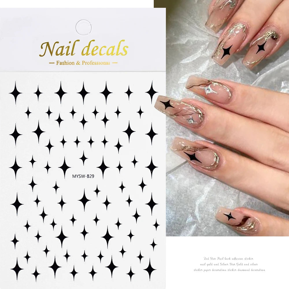 1pcs Star-Themed 3D Glitter Nail Stickers – Anime Rectangle DIY Nail Art Decals