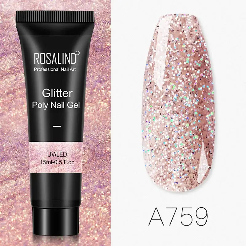 ROSALIND Glitter Poly Gel Nail Extension – 15ml