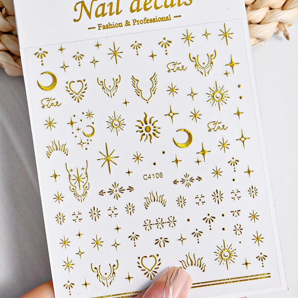 1pcs Star-Themed 3D Glitter Nail Stickers – Anime Rectangle DIY Nail Art Decals