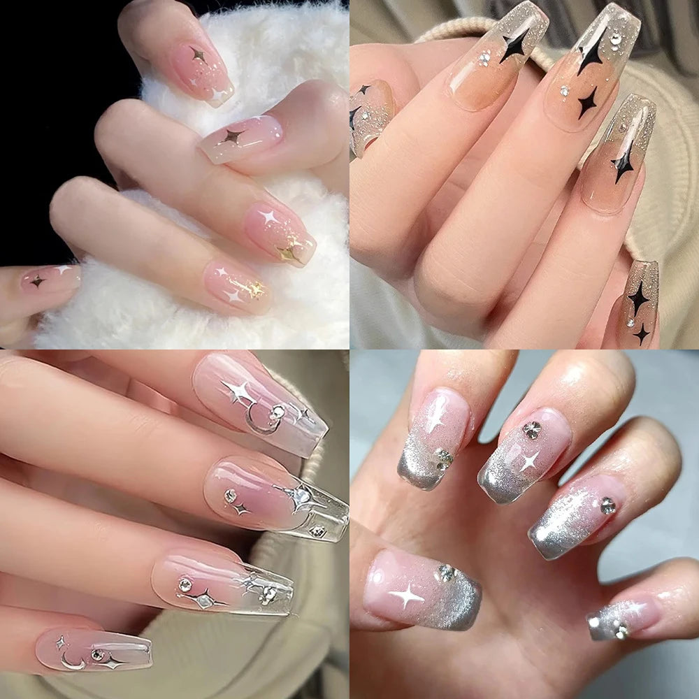 1pcs Star-Themed 3D Glitter Nail Stickers – Anime Rectangle DIY Nail Art Decals