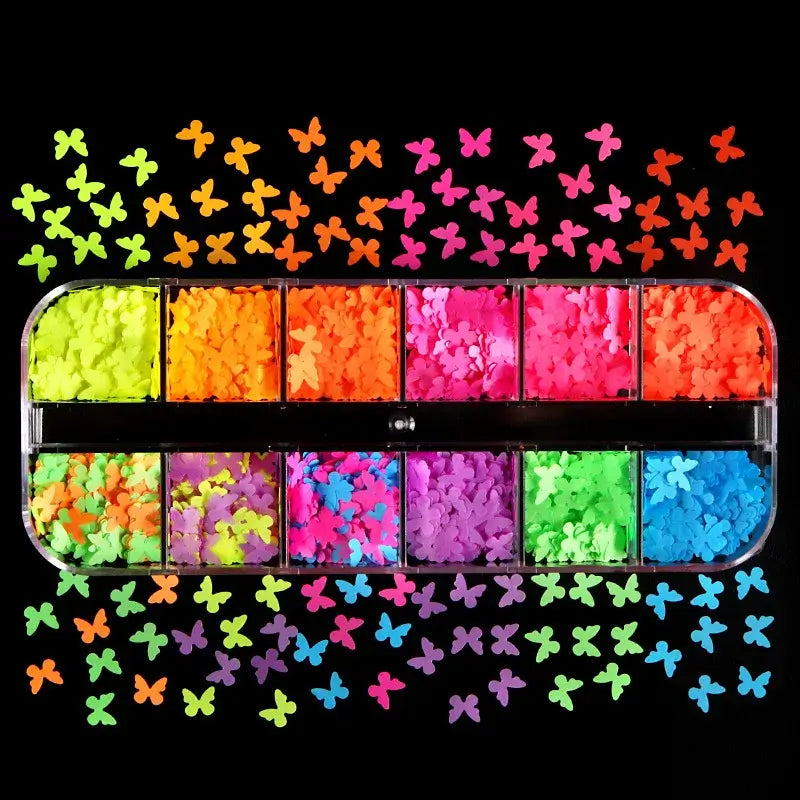 Neon 3D Nail Art Glitter Confetti – Butterfly & Stars
