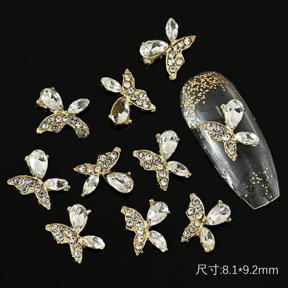 10Pcs Alloy Enamel Bee Design 3D Nail Charms