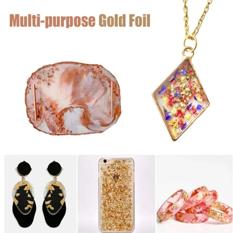 Gold Flakes Nails – Metallic Leaf for Resin, Nail Art