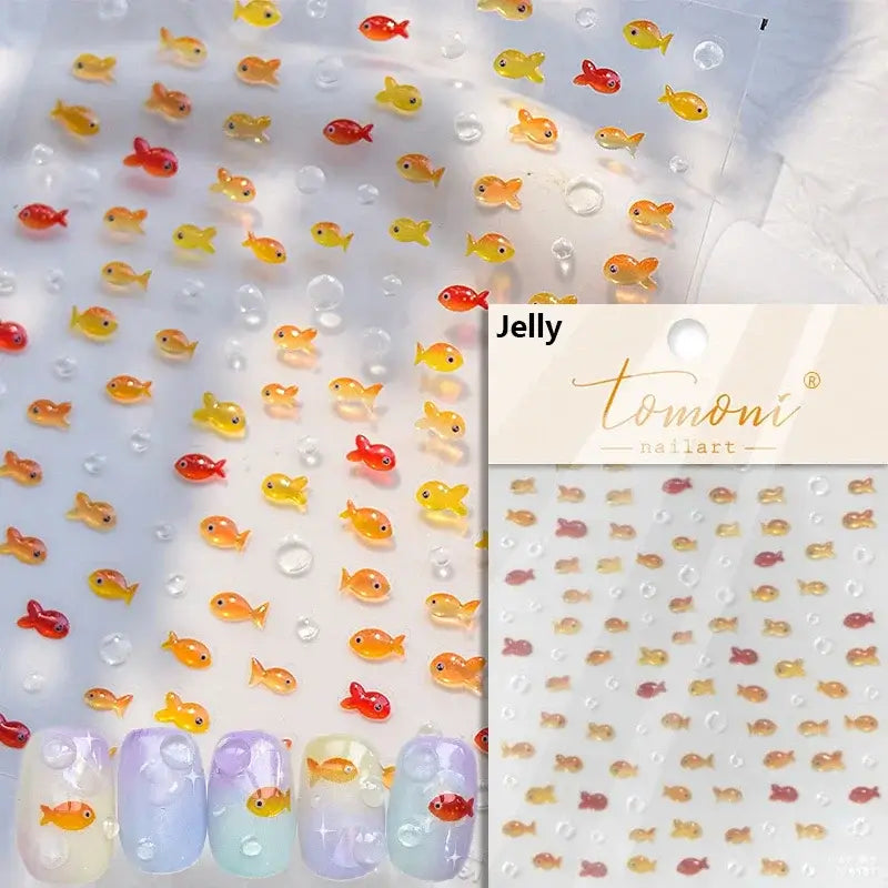 Cute Dolphin & Goldfish Jelly Nail Stickers