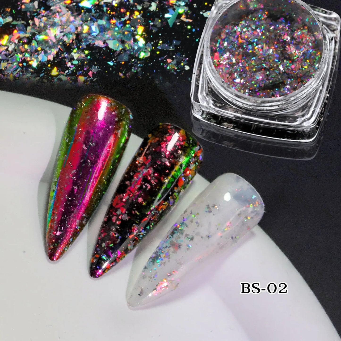 1 Box Aurora Glitter Opal Flakes – Iridescent Sequins Nail Art Powder for Mermaid Nails
